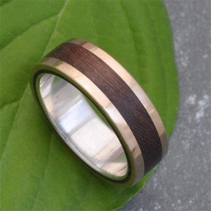 Yellow Gold and Silver Lados Nacascolo Wood Ring - Naturaleza Organic Jewelry & Wood Rings
