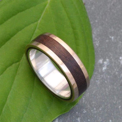 Yellow Gold and Silver Lados Nacascolo Wood Ring - Naturaleza Organic Jewelry & Wood Rings