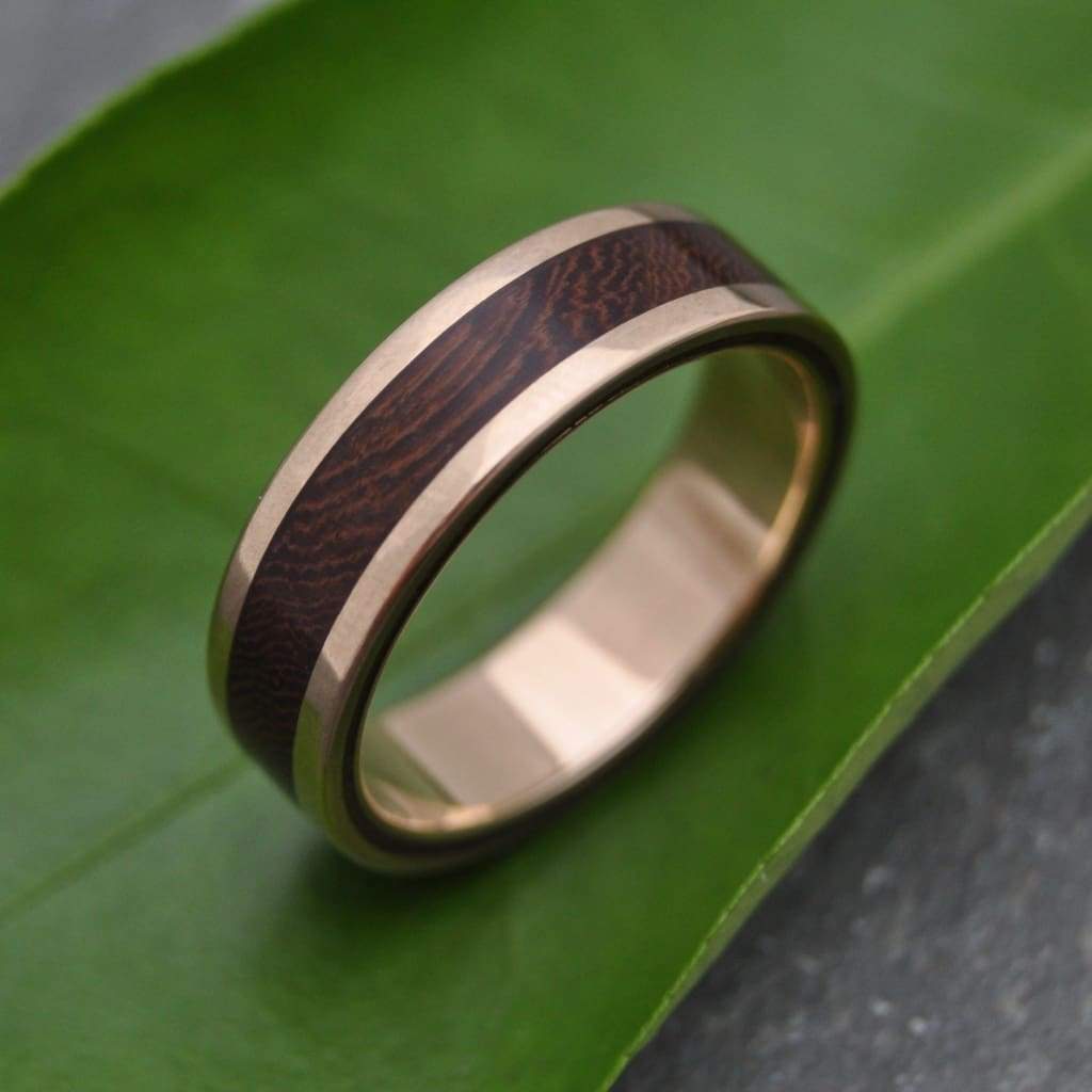 Yellow Gold Wood Wedding Ring, Lados Nacascolo - Naturaleza Organic Jewelry & Wood Rings