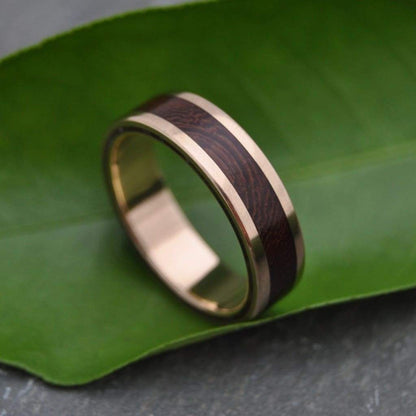 Yellow Gold Wood Wedding Ring, Lados Nacascolo - Naturaleza Organic Jewelry & Wood Rings