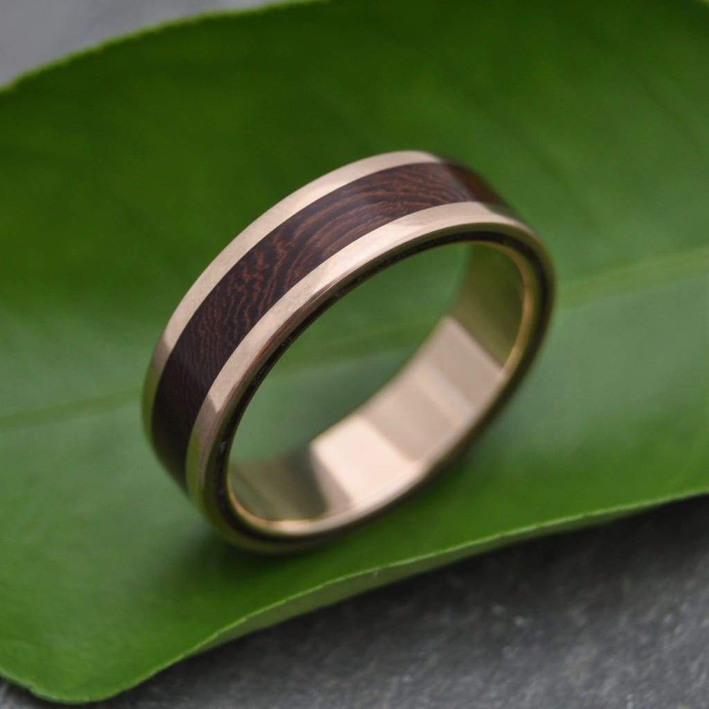 Yellow Gold Wood Wedding Ring, Lados Nacascolo - Naturaleza Organic Jewelry & Wood Rings