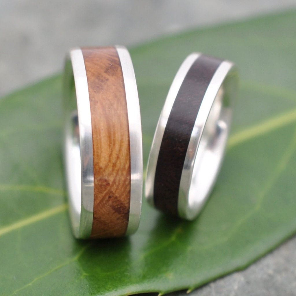 Walnut Wood Ring fashion Set, Set of Wooden Rings, Wooden Wedding Bands