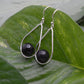 Lagrima Earrings with Patacón Seed - teardrop dangle sterling silver earrings ecofriendly earrings organic earrings black pearl