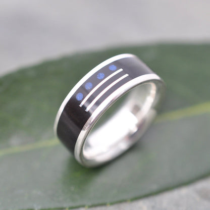 Mayan numerology ring with lapis lazuli and sterling silver, personalized date