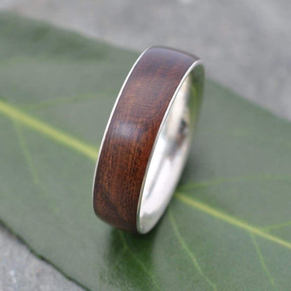 Wooden Wedding Ring With Recycled Sterling Silver , Laurel Macho Siempre - Naturaleza Organic Jewelry & Wood Rings