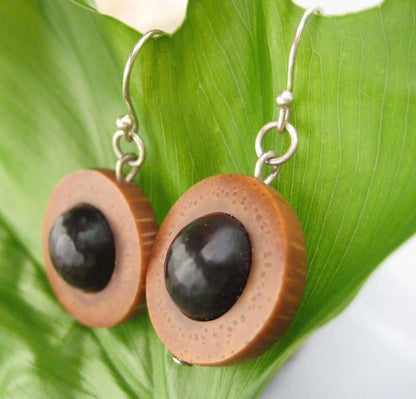 Maridos Earrings, Palm Tree Seed Earrings - Naturaleza Organic Jewelry & Wood Rings