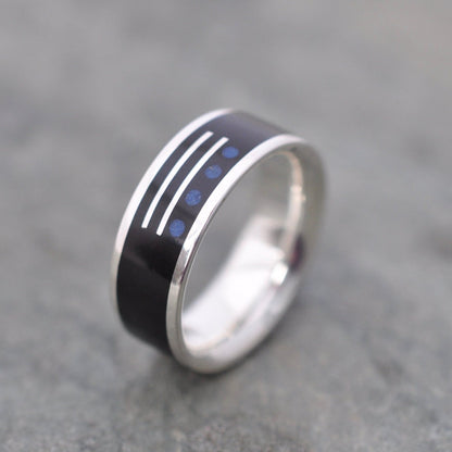 Mayan Numerology Ring with Lapis Lazuli Inlay Custom Number Ring Personalized Wood Ring Custom Wood Ring Fifth Anniversary Ring Stone Inlay