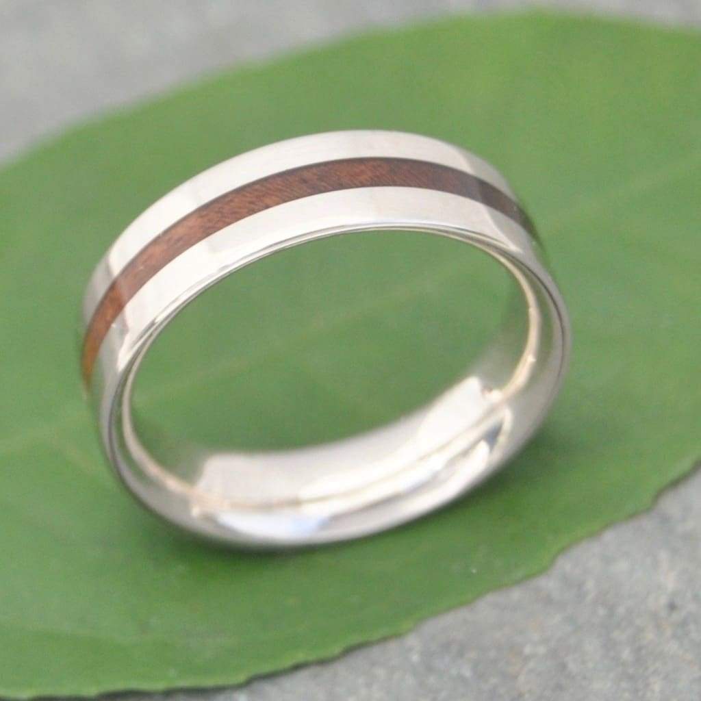 Nacascolo Wood Wedding Band with Recycled Sterling Silver, Meridian - Naturaleza Organic Jewelry & Wood Rings
