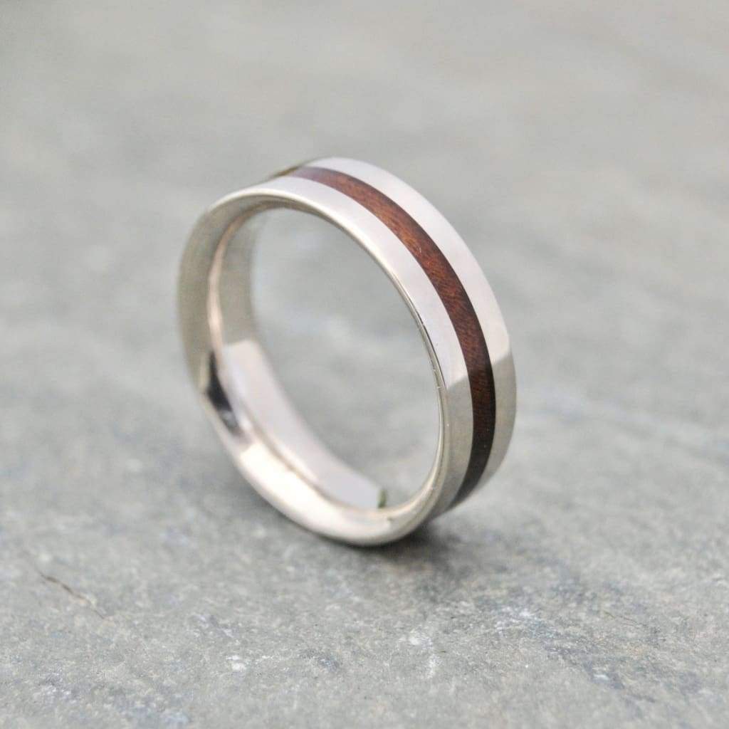 Nacascolo Wood Wedding Band with Recycled Sterling Silver, Meridian - Naturaleza Organic Jewelry & Wood Rings