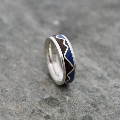 Handcrafted lapis lazuli walnut mountain ring, Louisville Kentucky