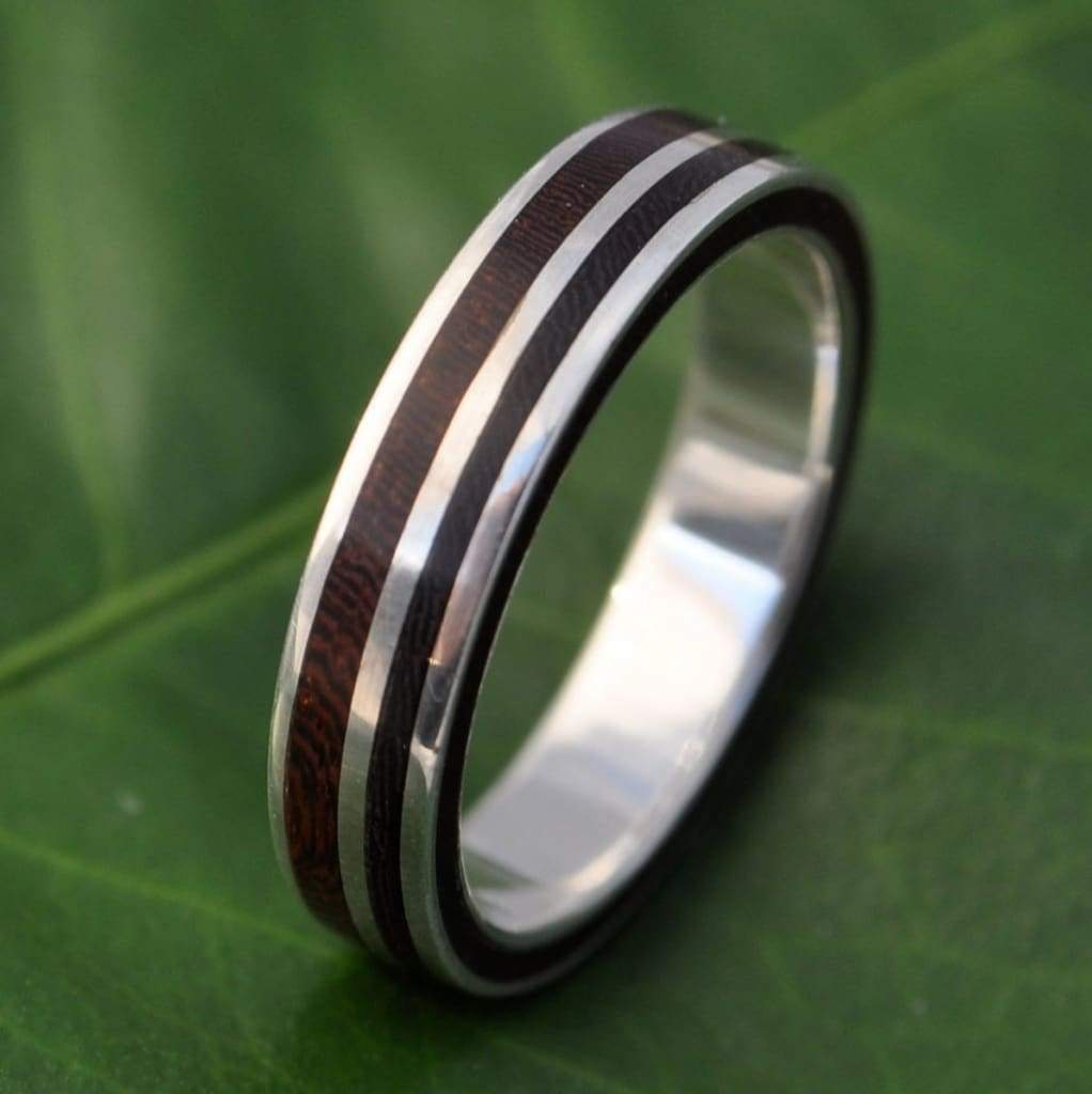 5mm Wood and Silver Wedding Ring with Nacascolo Wood
