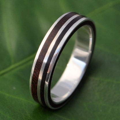 5mm Wood and Silver Wedding Ring with Nacascolo Wood