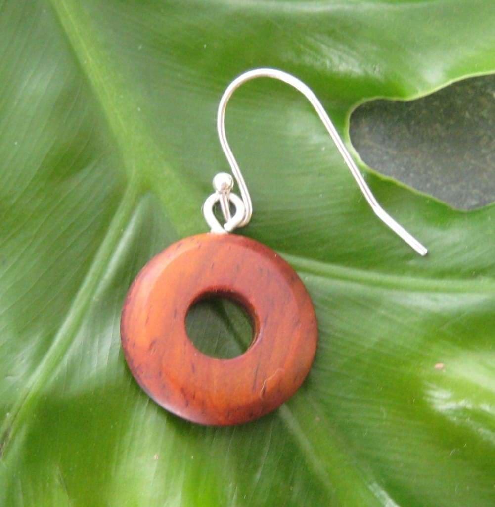 Nambaro Circle Earrings - sustainable cocobolo wood circle earrings - Naturaleza Organic Jewelry & Wood Rings