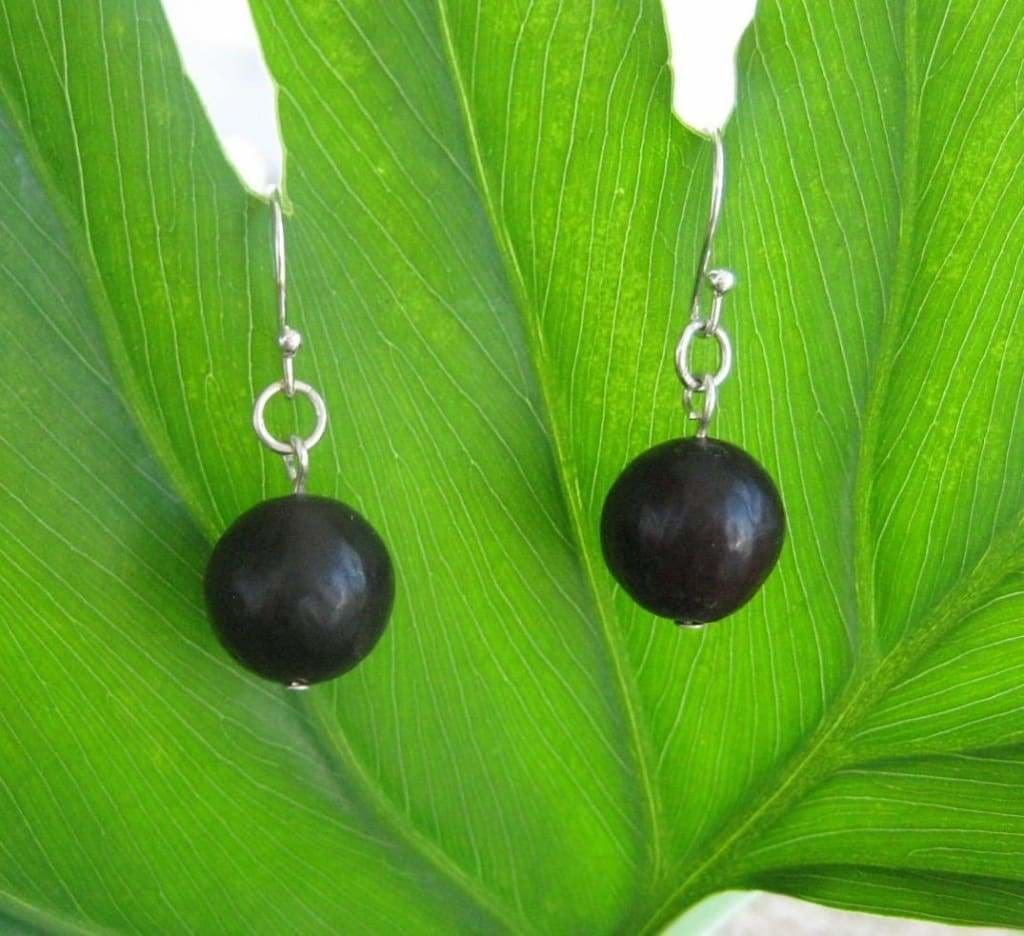 Noche Negra Earrings, Organic Black Patacon Seed Earrings - Naturaleza Organic Jewelry & Wood Rings