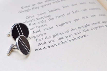Sterling Silver Wood Cufflinks, Pillars Wood Inlay Cufflinks - Naturaleza Organic Jewelry & Wood Rings