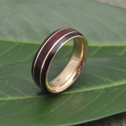 Wood Ring with Gold Inlay and Purpleheart 