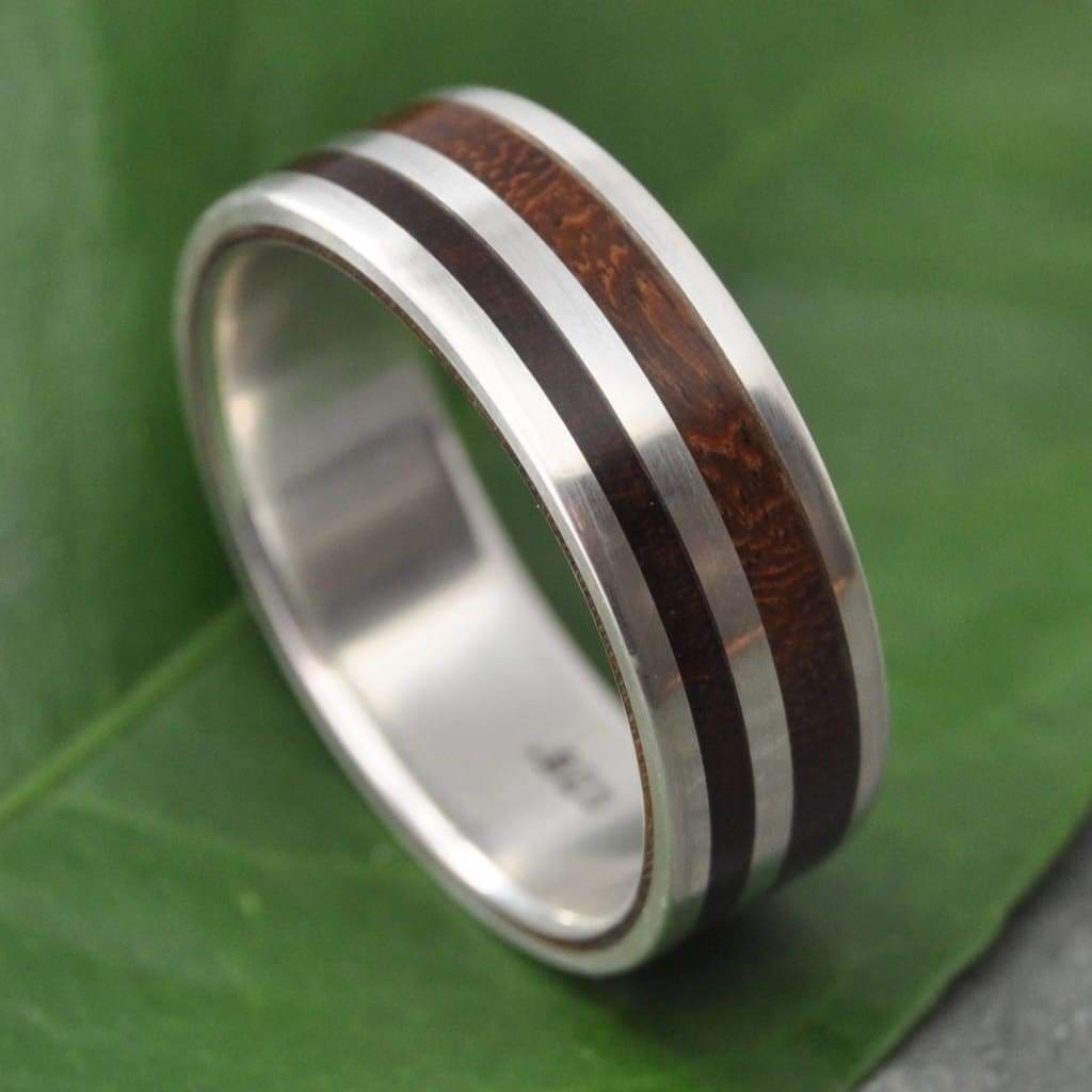 Sterling Silver Wood Wedding Band with Nacascolo Wood, Rayo de Luz
