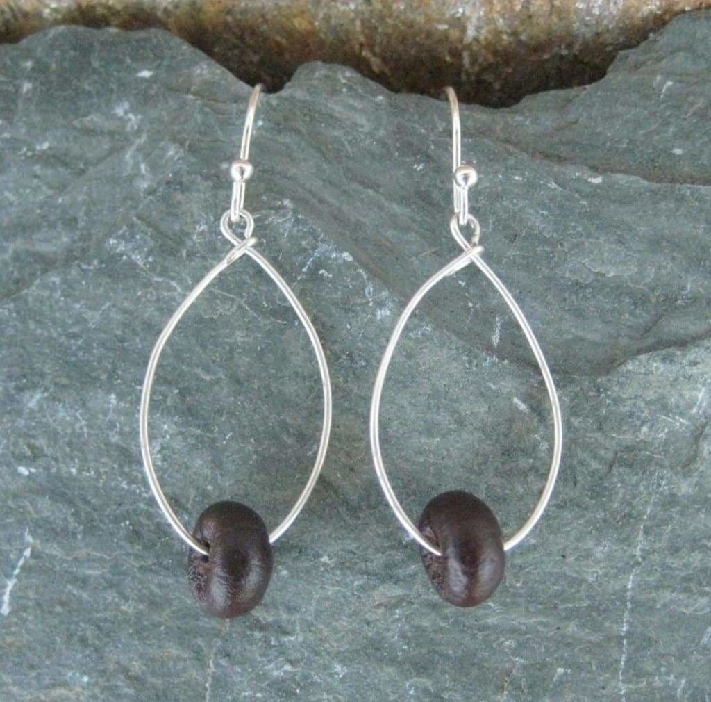 Redonda - sterling silver and palma seed hoop earrings - Naturaleza Organic Jewelry & Wood Rings