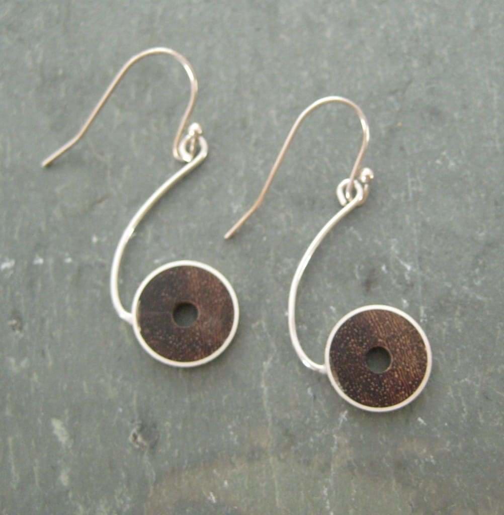 Salsera Earrings, Sterling Silver and Palm Tree Seed - Naturaleza Organic Jewelry & Wood Rings