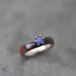 Sapphire and Koa Wood Engagement Ring Rose Gold Wood Rings