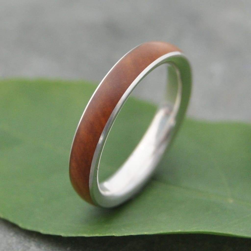 Lignum Vitae Wood Ring, Sterling Silver Comfort Fit Siempre - Naturaleza Organic Jewelry & Wood Rings
