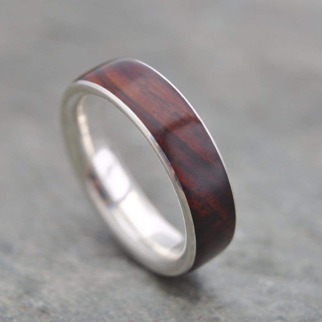 Cocobolo Wood Wedding Ring, Comfort Fit Siempre Nambaro Wood Ring - Naturaleza Organic Jewelry & Wood Rings