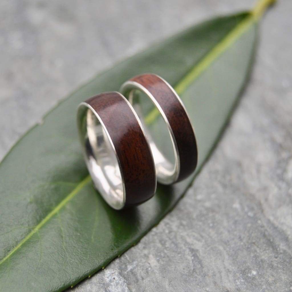 Walnut Wood Ring fashion Set, Set of Wooden Rings, Wooden Wedding Bands