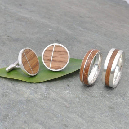 Bourbon Barrel Solsticio Cufflinks - Naturaleza Organic Jewelry & Wood Rings