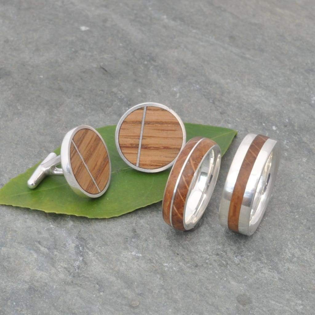 Bourbon Barrel Solsticio Cufflinks - Naturaleza Organic Jewelry & Wood Rings