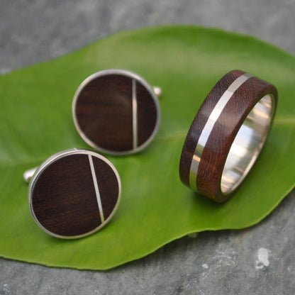 Solsticio Nacascolo Wood Cufflinks - Naturaleza Organic Jewelry & Wood Rings