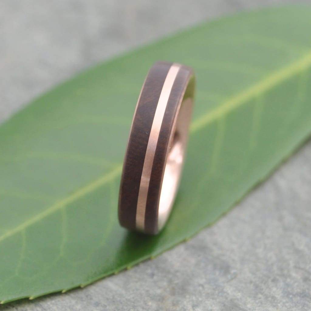 Solsticio nacascolo ring with offset rose gold stripe and inner band