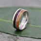 Two Wood Un Lado Asi Kentucky Bourbon Barrel and Nambaro Wood Ring, Recycled Sterling Silver Wood Ring, Bourbon Barrel Silver Wedding Ring