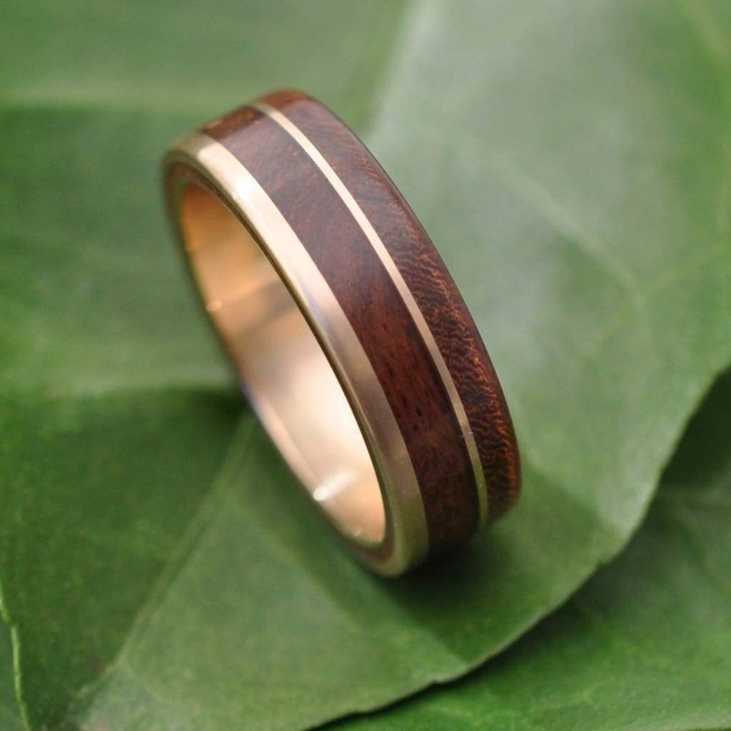 Un Lado Asi Wood with Yellow Gold Ring - Naturaleza Organic Jewelry & Wood Rings