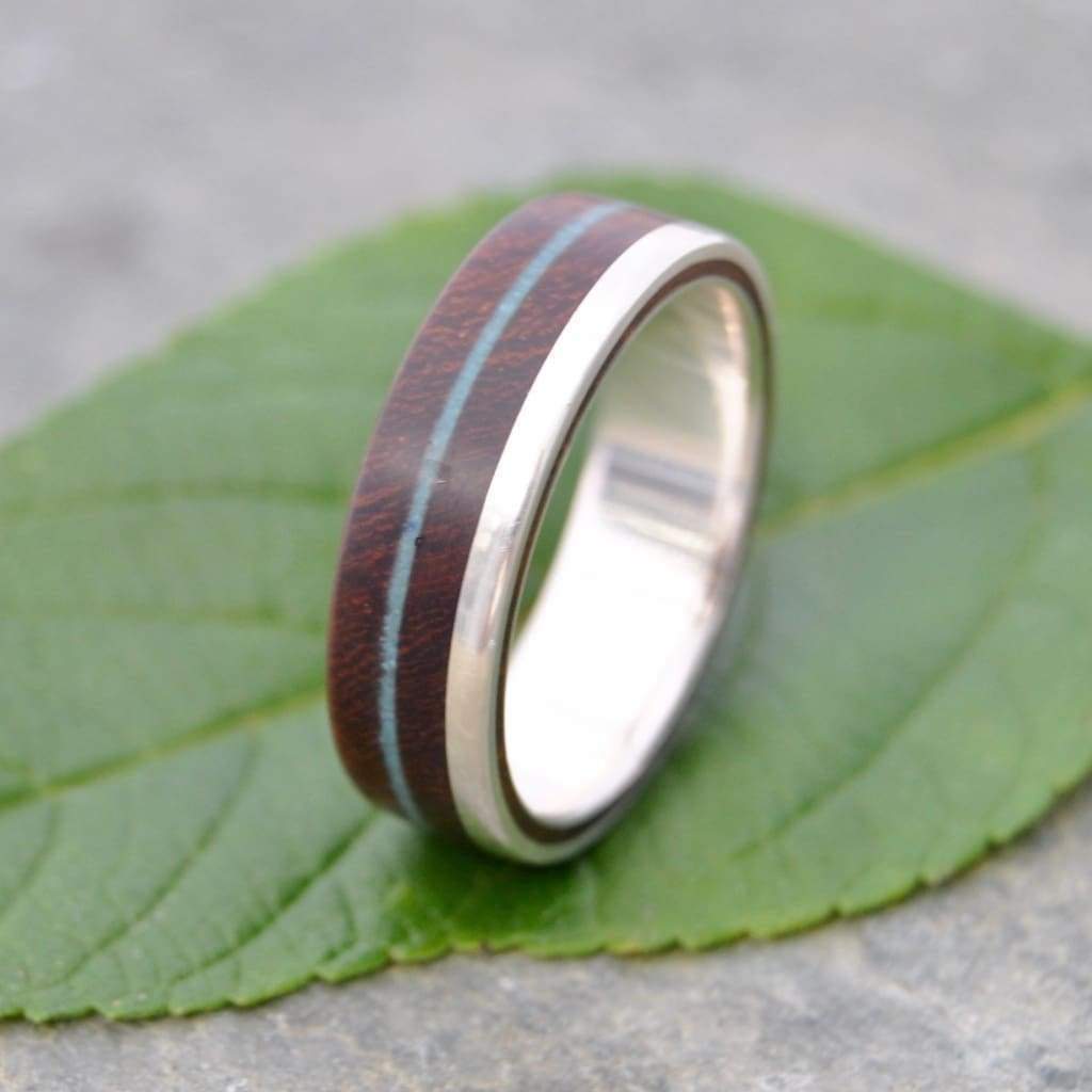 Turquoise Wood Wedding Ring, Un Lado Asi Nacascolo - Naturaleza Organic Jewelry & Wood Rings