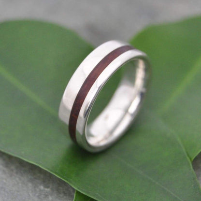 Sustainable silver and nacascolo wood ring with recycled sterling silver