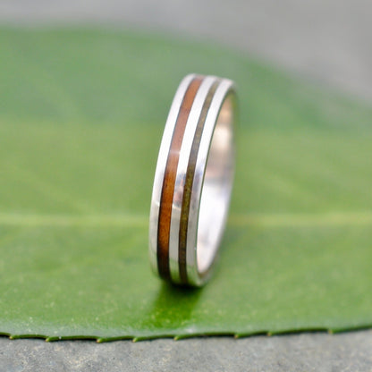 White Gold Rayo de Luz Verde Jade and Guayacan Wood Ring White Gold Inlay Wood Wedding Band Mens White Gold Wedding Band Jade Wood Ring