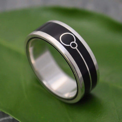 Black coyol and sterling silver ring with handmade Union symbol