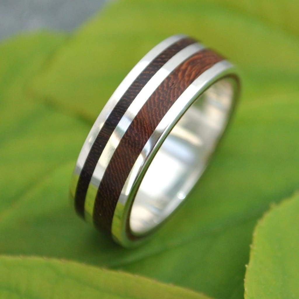 Wood and Silver Wedding Band with Nacascolo Wood, Rayo de Luz
