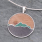 Wooden Mountain Necklace with Malachite and Titanium Sand Inlay Mountain Necklace Mountain Pendant Wood and Stone Inlay Necklace