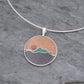 Wooden Mountain Necklace with Malachite and Titanium Sand Inlay Mountain Necklace Mountain Pendant Wood and Stone Inlay Necklace
