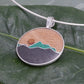 Wooden Mountain Necklace with Malachite and Titanium Sand Inlay Mountain Necklace Mountain Pendant Wood and Stone Inlay Necklace